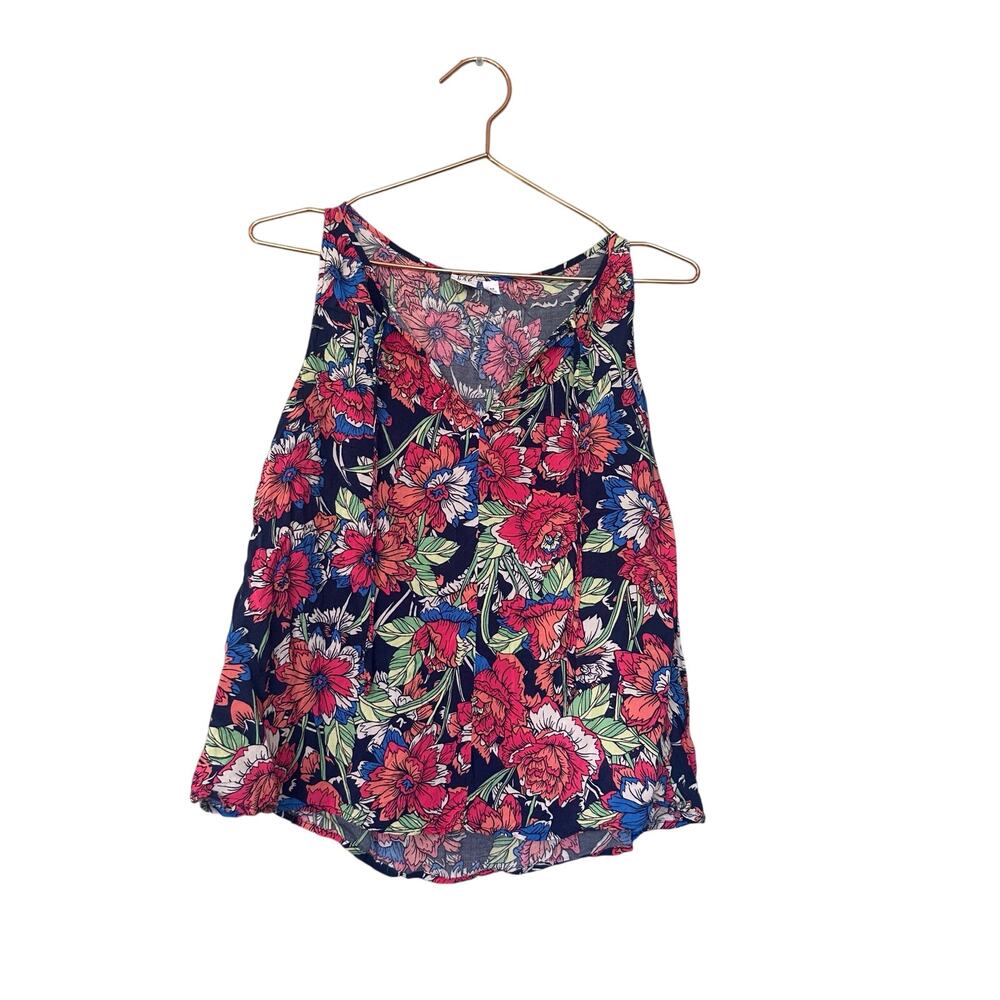 Gap sleeveless split neck floral print top size XS